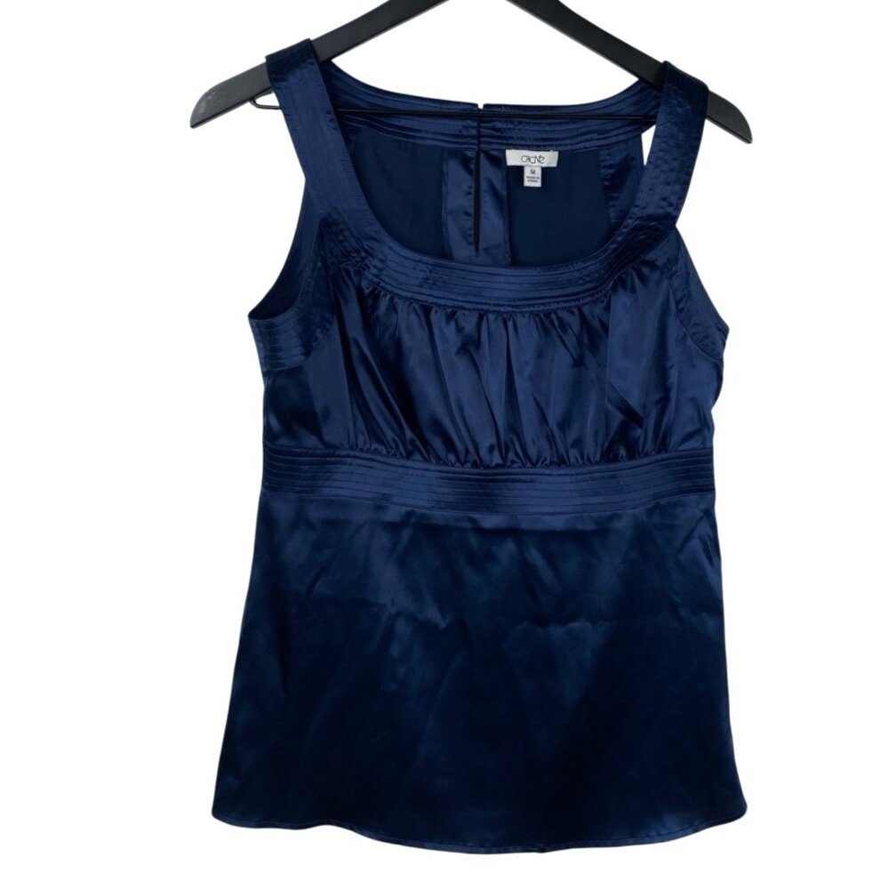Cache Women's Babydoll Milkmaid Satin 90's Y2k Top Blue Sz M Whimigoth Regency